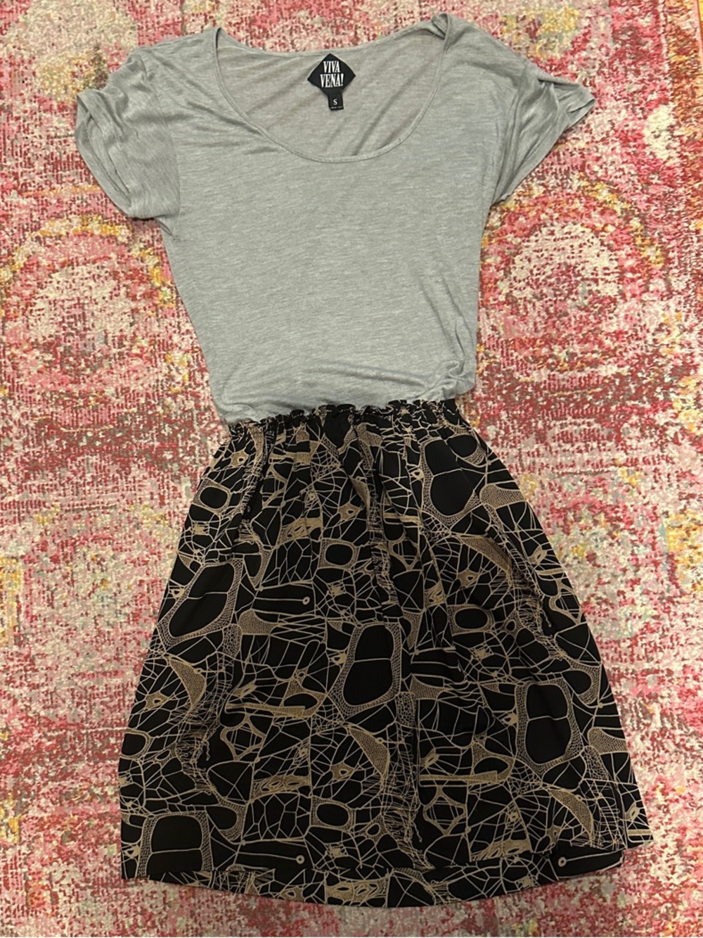 Vena Cava Black & Taupe Abstract Mini Dress